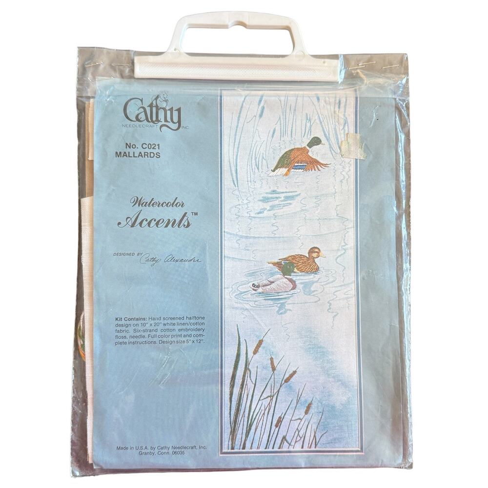 Cathy Vintage Embroidery Kit Mallards C021 Watercolor Accents